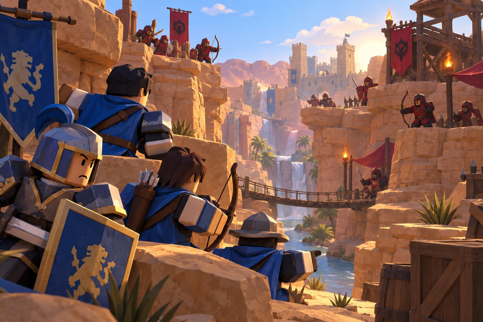 Spearmen protecting supplies during a canyon ambush
